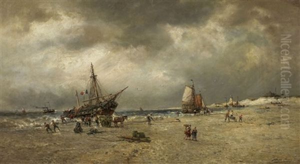 Strandszene Mit Anlandenden Fischerbooten - view 1