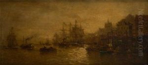 La Tamise A Rotherhithe Pres De Londres by Francois-Etienne Musin