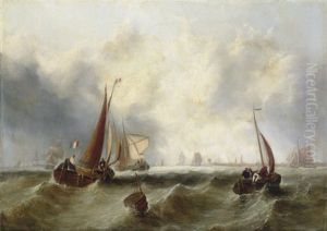 Kraggs - Danish Warships - Before Antwerp Harbour by Francois-Etienne Musin