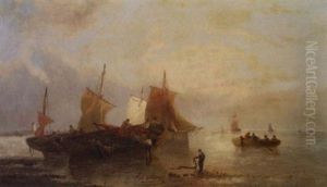 Figures With Shipping On The Shore by Francois-Etienne Musin