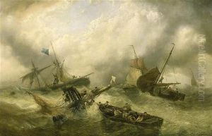 Marine Par Gros Temps Avec Scene De Naufrage