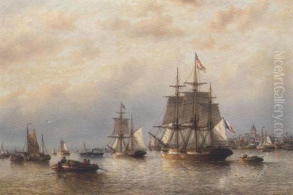 Shipping Becalmed In Calais Harbour - view 1