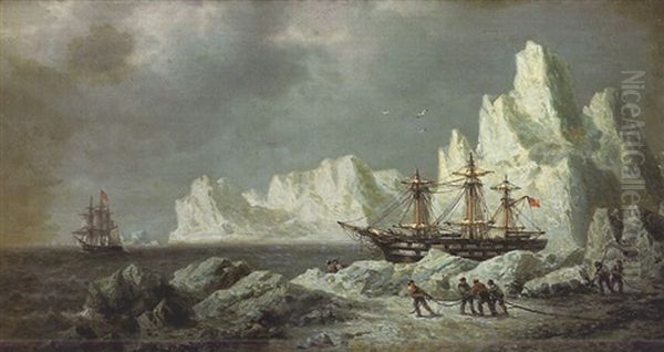 Fin De L'hivernage De L'expedition Arctique De Sir John Franklin En 1847, Ses Deux Navires, "l'erbus" Et "le Terror", Franchissant La Banquise Au Cap Victory - view 1