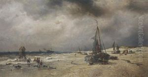 L'approche D'un Orage. Plage De La Panne