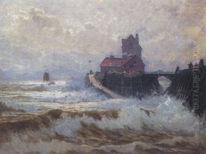 Kustenlandschaft Im Sturm by Francois-Etienne Musin