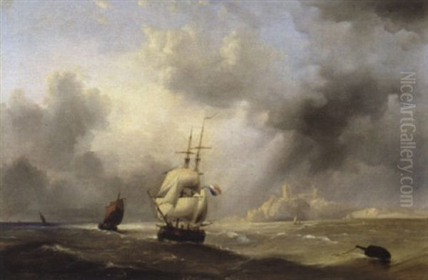 Zeilschepen Voor De Kust Van Dover - view 1