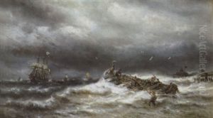 Le Canot Des Pilotes Gros Temps Devant Nieuport