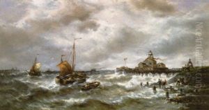 L'approche Du Mauvais Temps - Rentree Au Port D'ostende by Francois-Etienne Musin