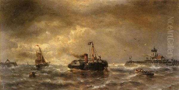 A Paddle Steamer And A Ferry Off A Jetty - view 1
