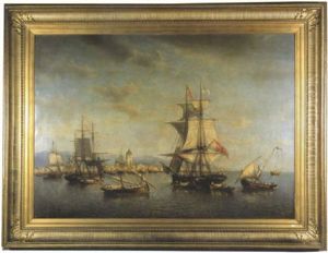 Vaisseaux Et Chaloupes Dans Le Port De Villa Nova, Au Portugal by Francois-Etienne Musin