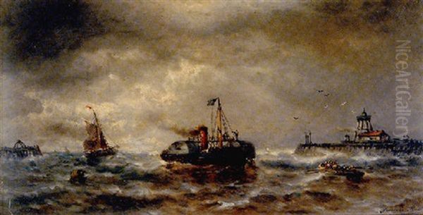 A Paddle-steamer And A Ferry Off A Jetty - view 1