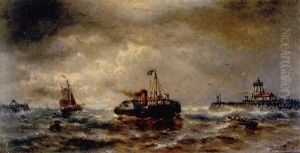 A Paddle-steamer And A Ferry Off A Jetty