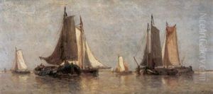 Zeilschepen Bij De Monding by Francois-Etienne Musin
