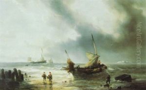 Fischerboote An Der Kuste by Francois-Etienne Musin