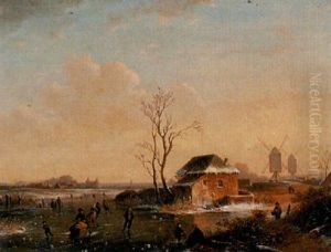 A Landscape With Skaters On A Frozen River