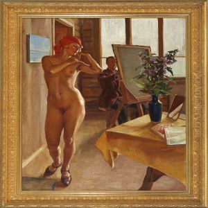 Painter And Model by Jekabs Bine