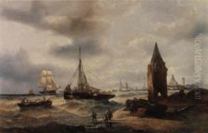 Fishing Boats Off A City (rotterdam?)
