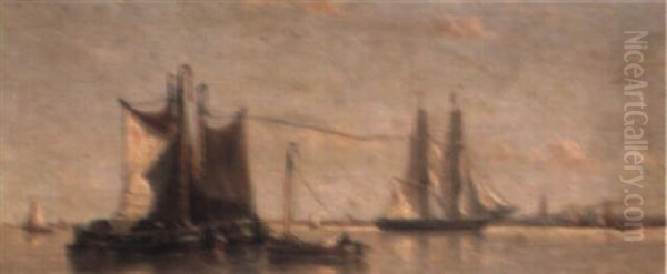 Vessels In A Calm Before A Town - view 1