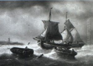 Ships On Stormy Seas by Francois-Etienne Musin