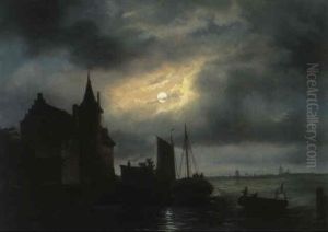 Vissers Bij Maannacht by Francois-Etienne Musin