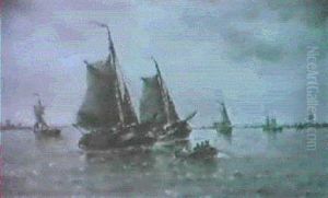 Gute Brise Westlich Von Moerdyk In Holland by Francois-Etienne Musin
