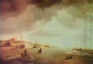 The Beach At Nieuport by Francois-Etienne Musin