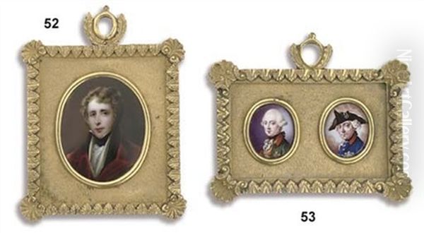 George Agar-ellis, 1st Baron Dover, In Burgundy Velvet Coat With Black Lapels, Ochre Waistcoat, White Frilled Shirt, Black Stock, Dark Hair With Sideburns - view 1