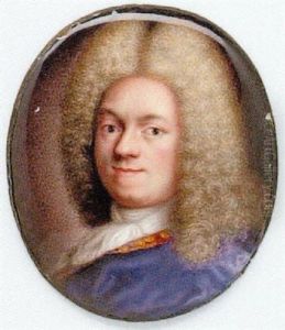 Brustbild Eines Edelmannes Mit Grauer Allongeperucke In Blauem Rock Mit Weisem Jabot by Jean Mussard
