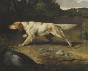 Setter On Point With Hunter In Background by Gustav Muss-Arnolt
