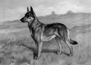 "champion Hertha Von Ehrengrund" - Portrait Of A Dog by Gustav Muss-Arnolt