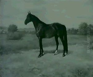 Chestnut Horse In Landscape by Gustav Muss-Arnolt