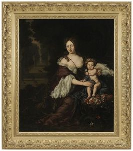 Portrait Of A Lady And Child In A Park Landscape by Michiel van Musscher