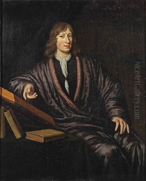 Portrait Of A Young Gentleman, Three-quarter-length, In A Silk Purple Japonse Rok, Seated At A Table In His Study With Books And An Open Manuscript - view 1