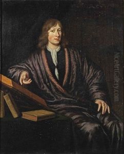Portrait Of A Young Gentleman, Three-quarter-length, In A Silk Purple Japonse Rok, Seated At A Table In His Study With Books And An Open Manuscript