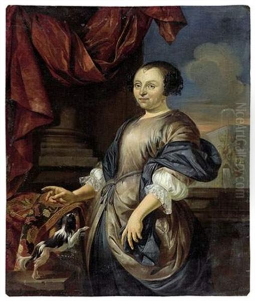 Portrait De Femme Avec Un Petit Chien - view 1