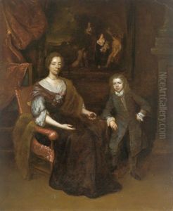 Bildnis Einer Dame Mit Ihrem Sohn by Michiel van Musscher