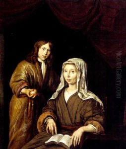 Mutter Und Sohn In Einem Interieur, Neben Dem Knaben by Michiel van Musscher