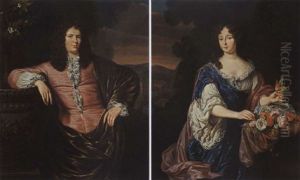 A Portrait Of A Gentleman, Wearing A Pink Satin Suit With White Chemise And A Brown Velvet Cloak A Portrait Of A Gentleman, Wearing A Pink Satin Suit With White Chemise And A Brown Velvet Cloak