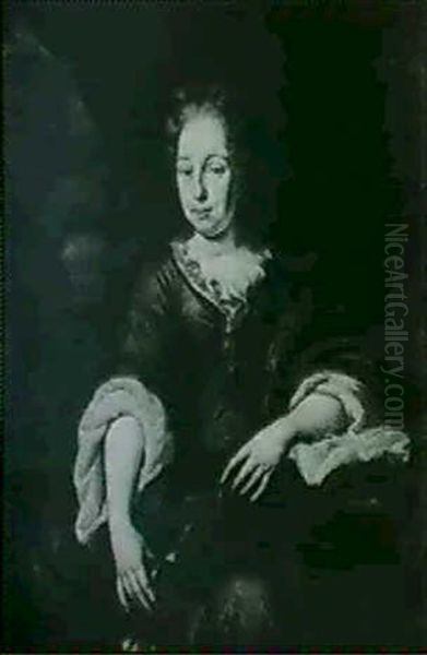A Portrait Of A Lady, Seated Three-quarter Length, Before A Draped Curtain - view 1