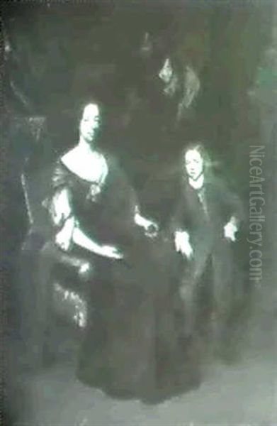 Portrait Of A Lady With Her Son In An Interior - view 1