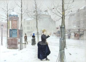 Feeding The Birds by Adolphe Binet