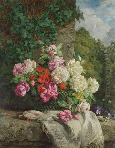 Still Life With Flowers On A Rocky Ledge by Anne Ferray Mutrie