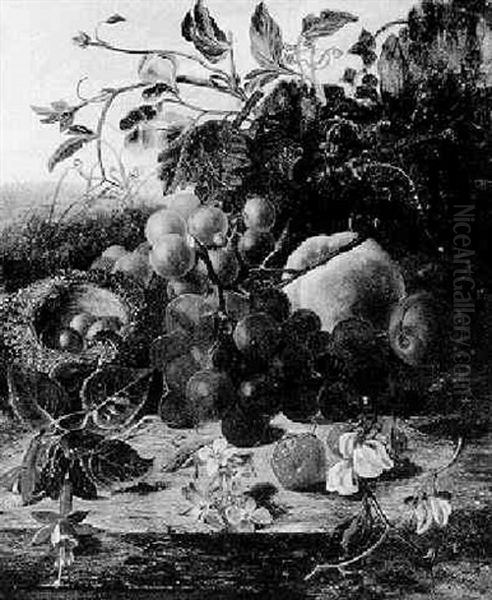 Still Life With Fruit, Flowers And A Birds' Nest On A Ledge - view 1
