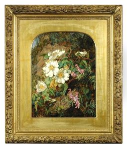 Still Life Of Wild Flowers On A Mossy Bank
