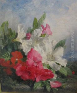 Still Life Of Flowers On A Bank by Martha Darley Mutrie