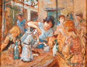 La Laitiere Dans La Maison Blanche A Villequier En Normandie by Georges Binet
