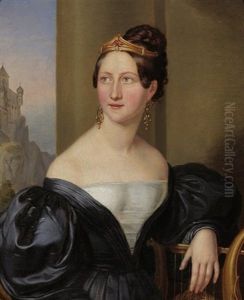 Damenportrait Mit Lyra by Joseph Anton Muxel