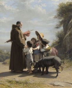 Ein Franziskanermonch Begegnet Kindern Ein Franziskanermonch Begegnet Kindern