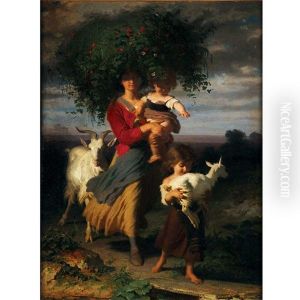 A Mother And Her Children Return From The Fields A Mother And Her Children Return From The Fields