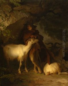 Berger Italien Et Son Troupeau De Moutons Berger Italien Et Son Troupeau De Moutons